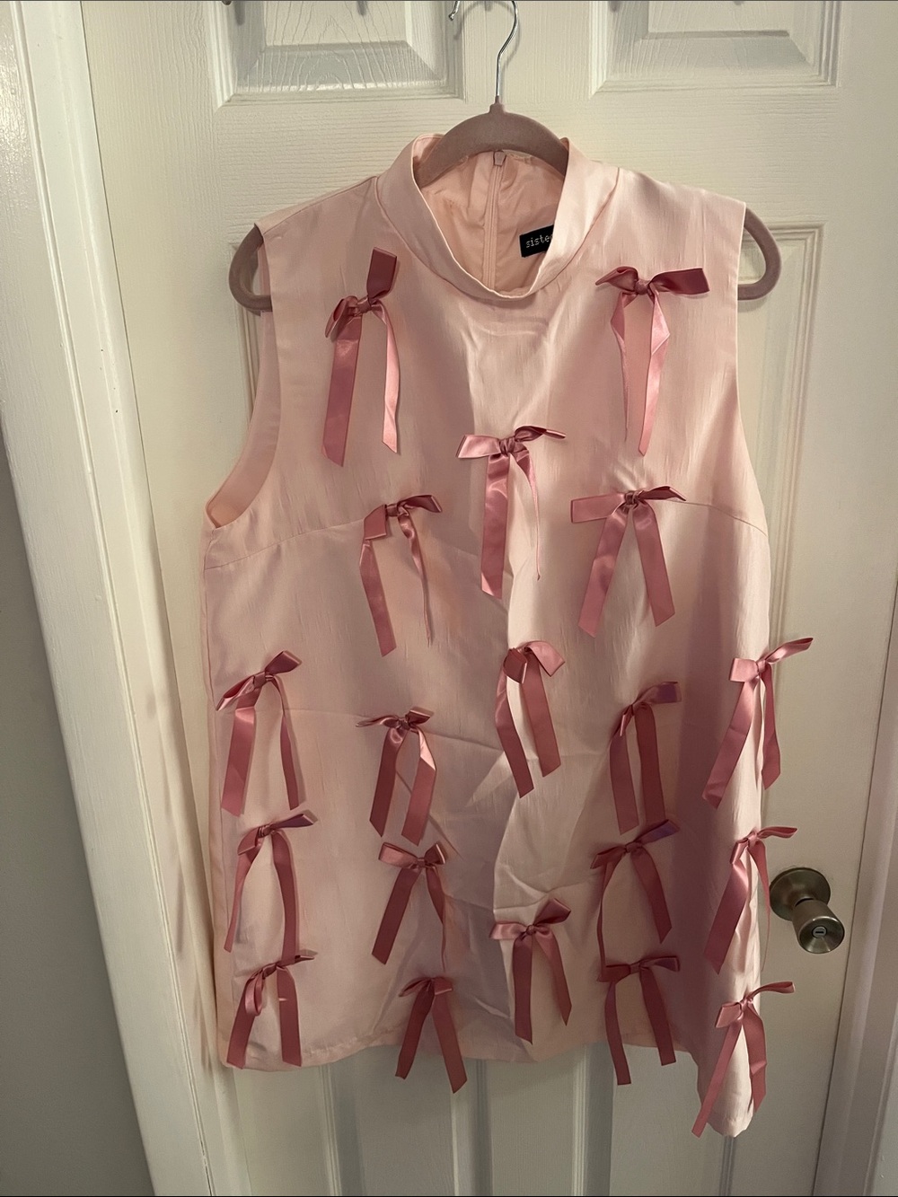 Sister Jane Pink Sleeveless Ribbon-Bow Dress